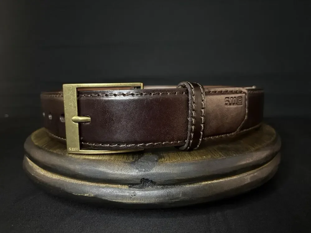 5.11 Tactical Casual Belt Size Small 28”- 30” Brown Leather Brass Buckle 59501